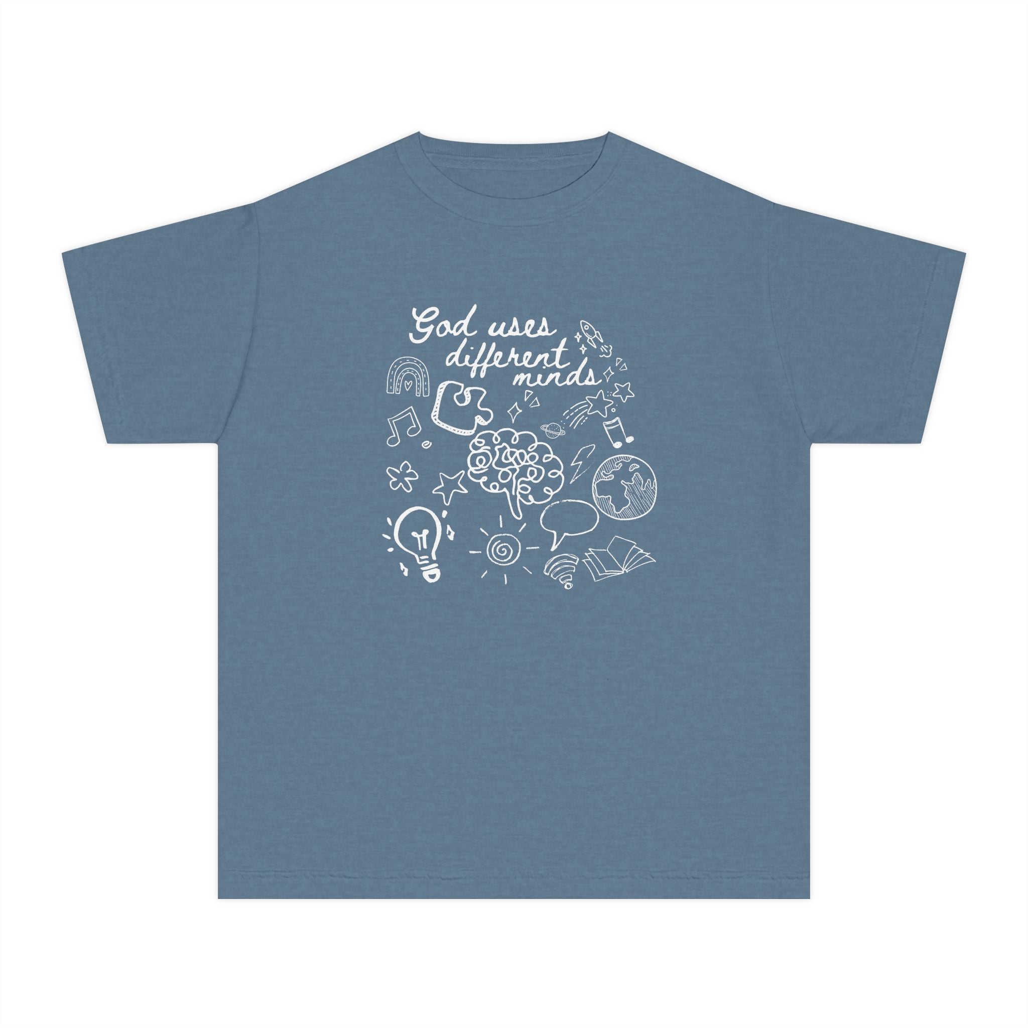 Youth Tee — "God Uses Different Minds" Inspirational Faith Kids T‑Shirt
