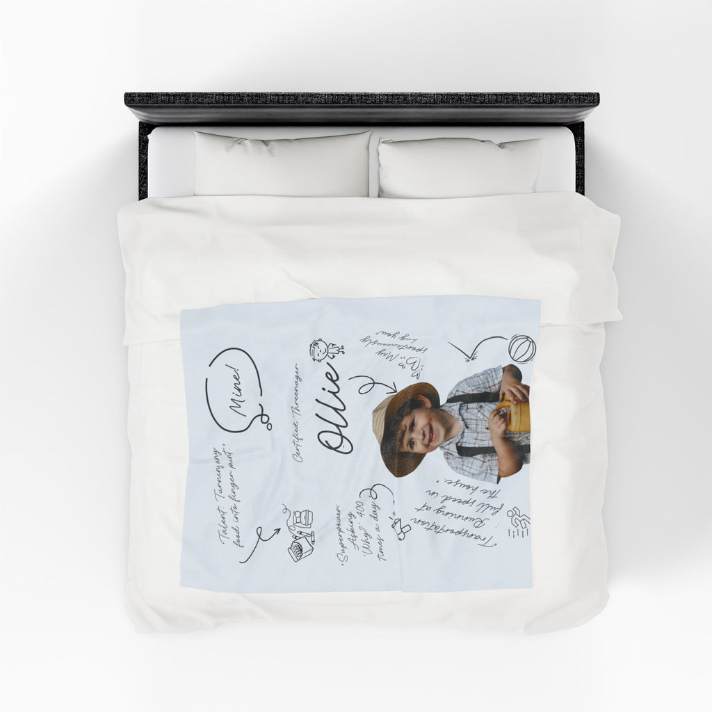 Personalized Toddler Name Blanket Velveteen Plush Blanket | Custom Baby Boy Toddler