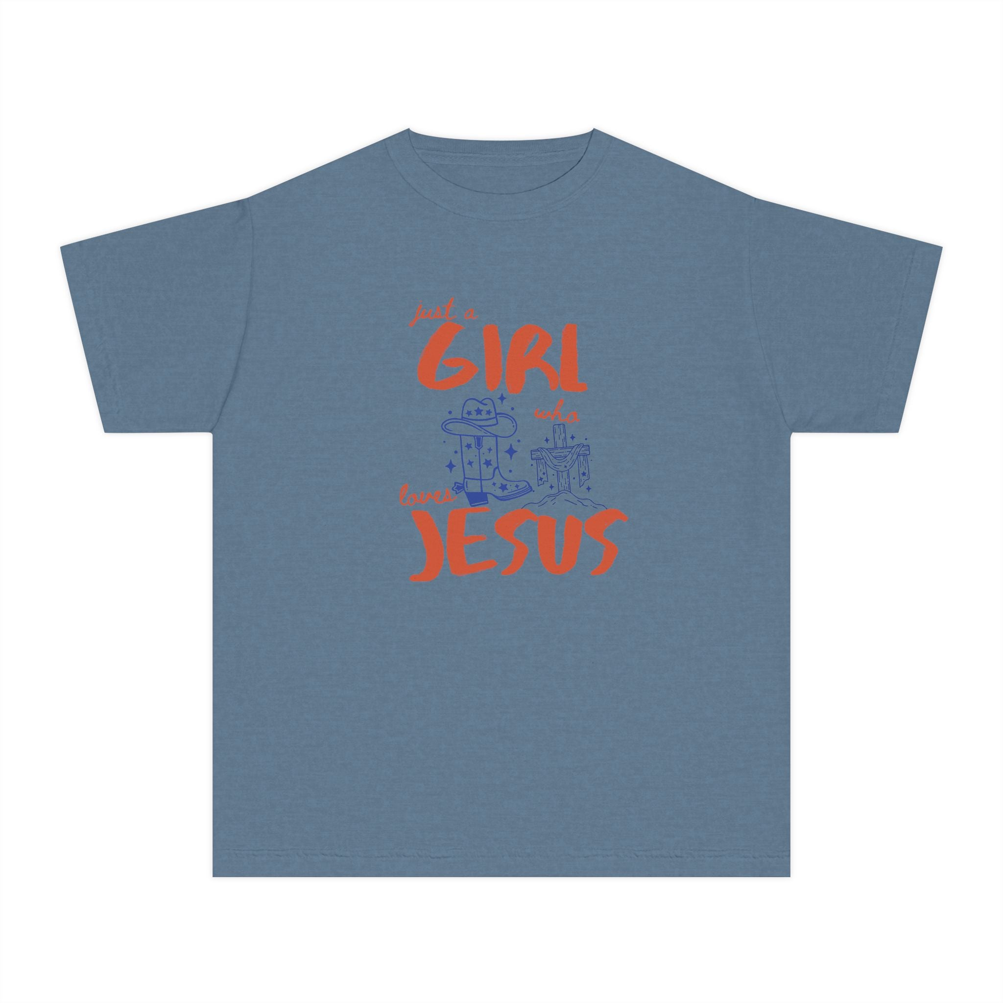 Youth Tee — “Just a Girl Who Loves Jesus” Christian Kids T-Shirt