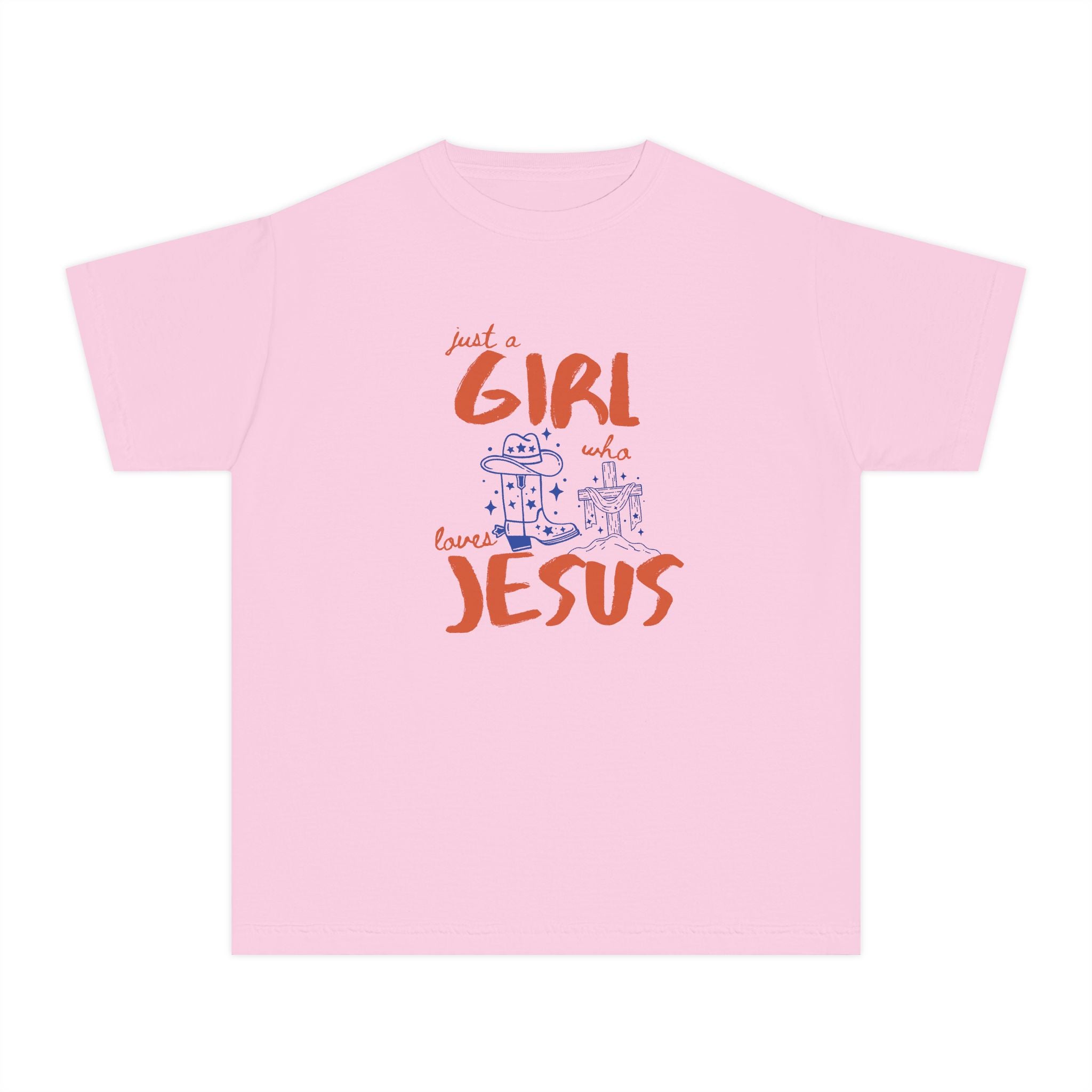 Youth Tee — “Just a Girl Who Loves Jesus” Christian Kids T-Shirt