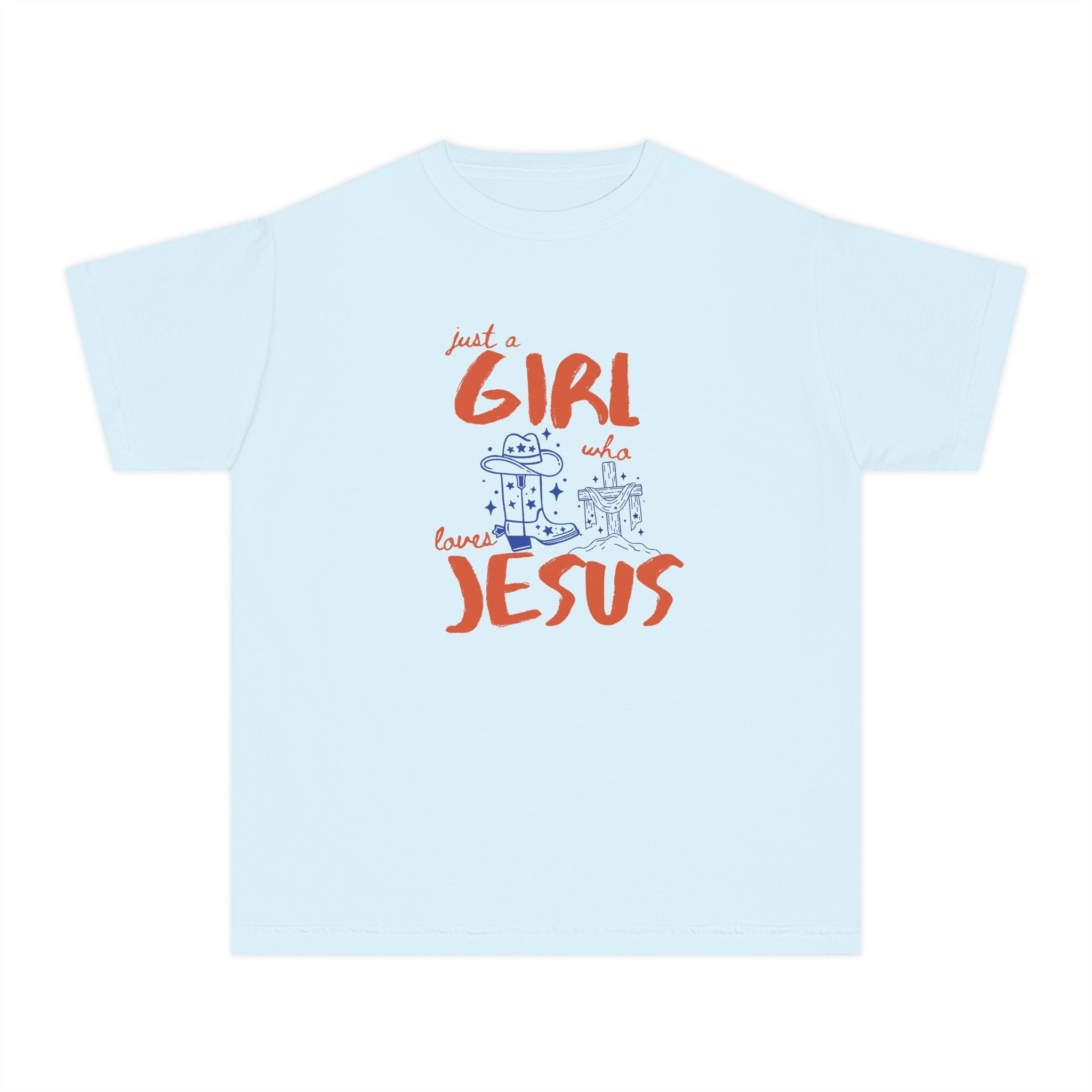 Youth Tee — “Just a Girl Who Loves Jesus” Christian Kids T-Shirt