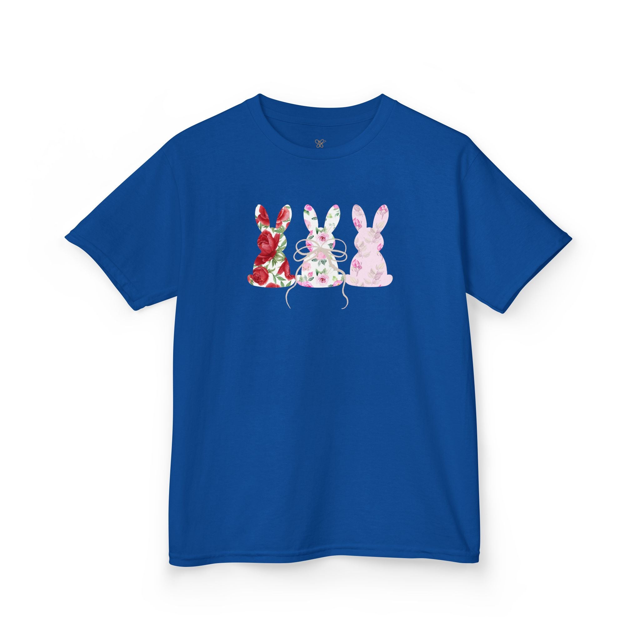 Kids Bunny Trio T‑Shirt — Floral & Pastel Easter Rabbit Tee