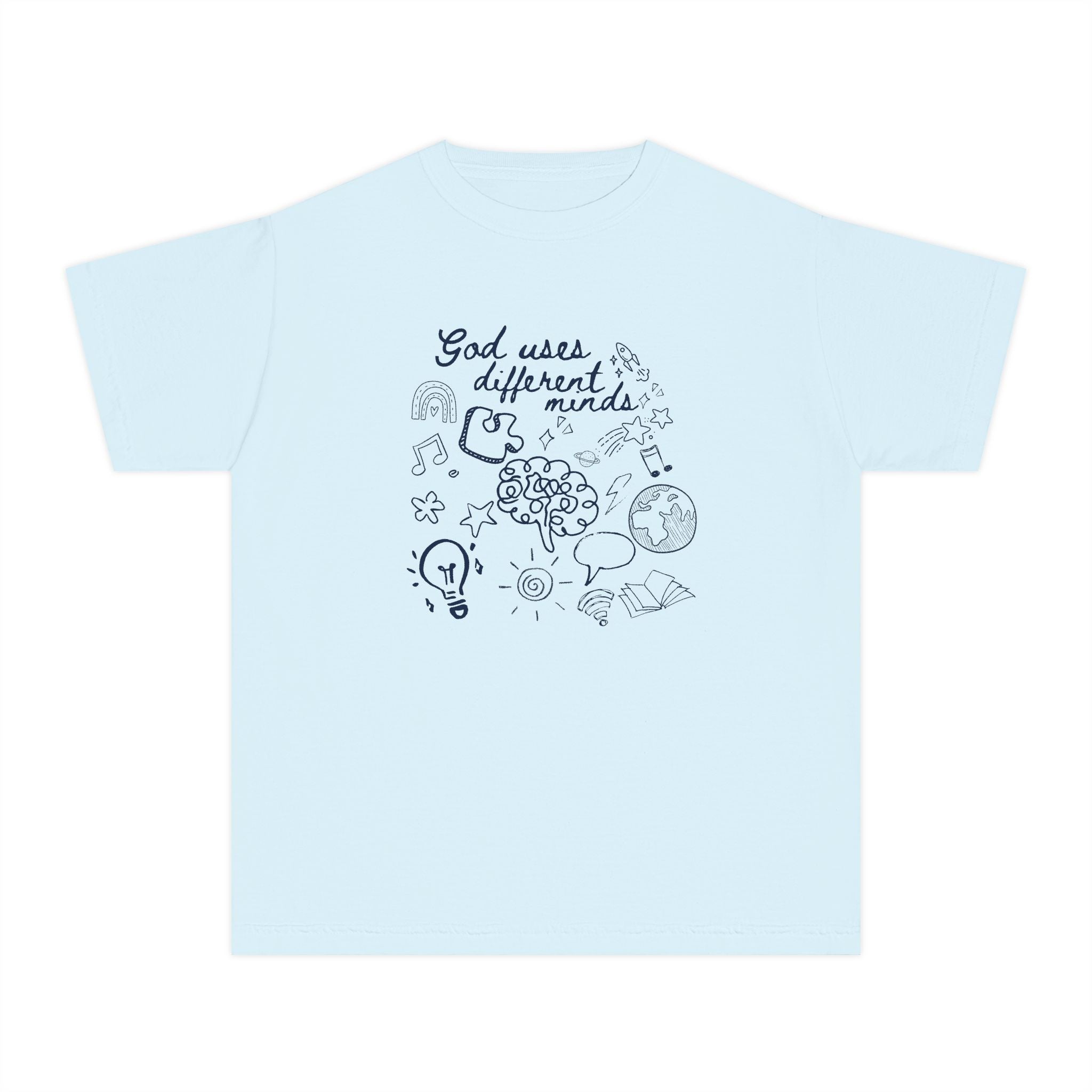 Youth Tee — "God Uses Different Minds" Inspirational Faith Kids T‑Shirt