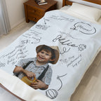 Personalized Toddler Name Blanket Velveteen Plush Blanket | Custom Baby Boy Toddler