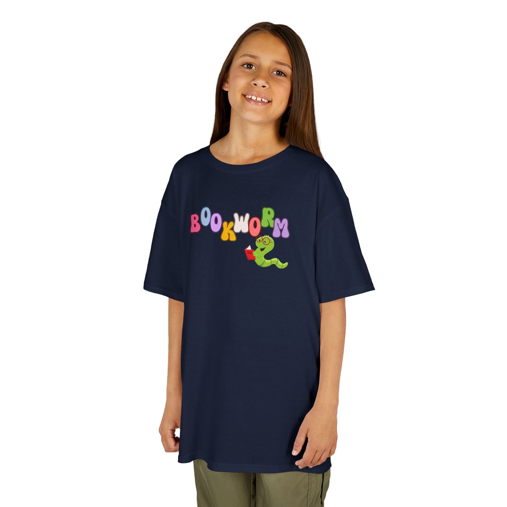 Kids "Bookworm" Graphic Tee — Colorful Reading Worm Shirt for Little Readers
