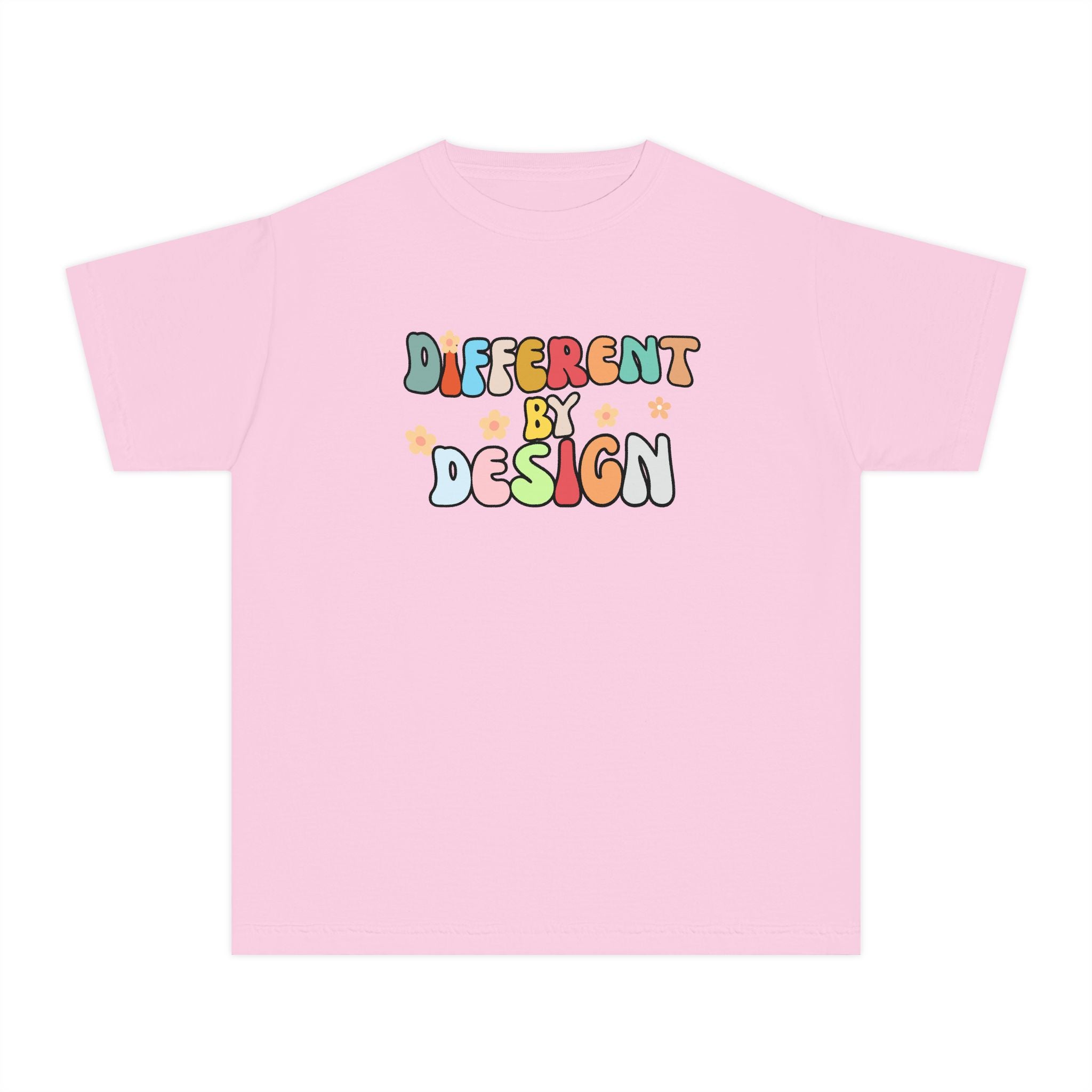 Youth T-Shirt — "Different by Design" Colorful Retro Kids Tee