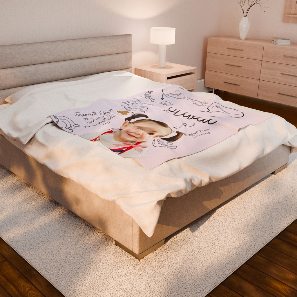 Personalized Photo Name Pink Toddler Personality Blanket