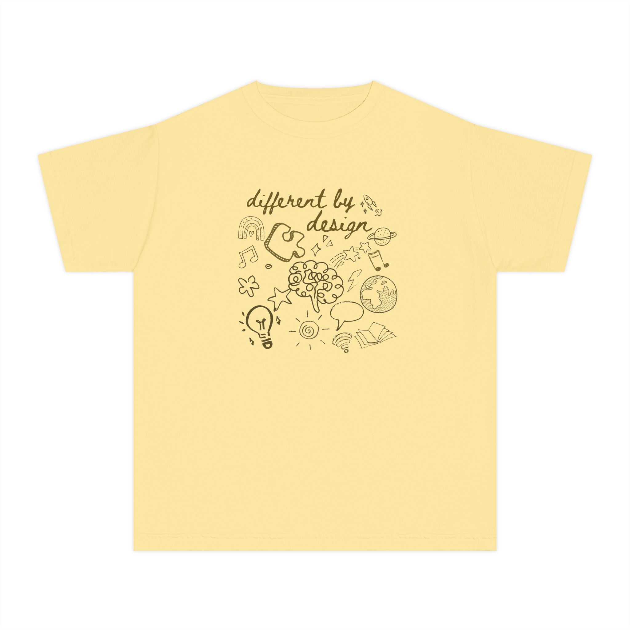 Youth Tee — “Different By Design” Creativity & Neurodiversity Graphic