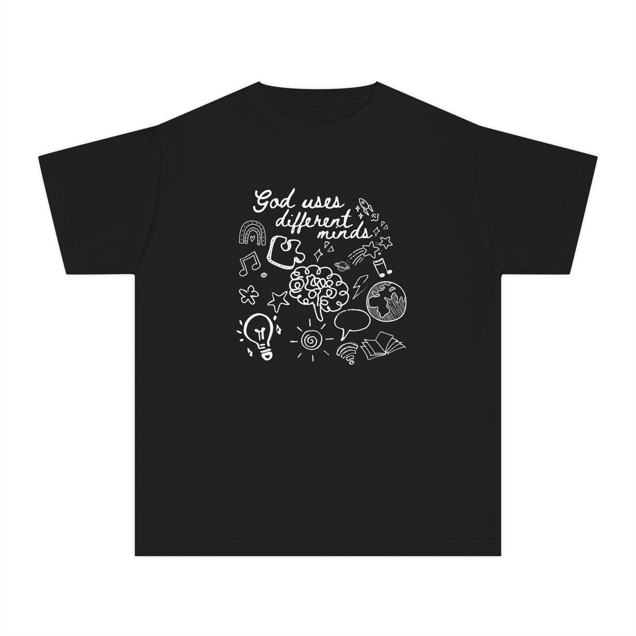 Youth Tee — "God Uses Different Minds" Inspirational Faith Kids T‑Shirt