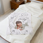 Personalized Baby Photo Name Blanket Velveteen Plush Blanket | Custom Baby Milestone Design