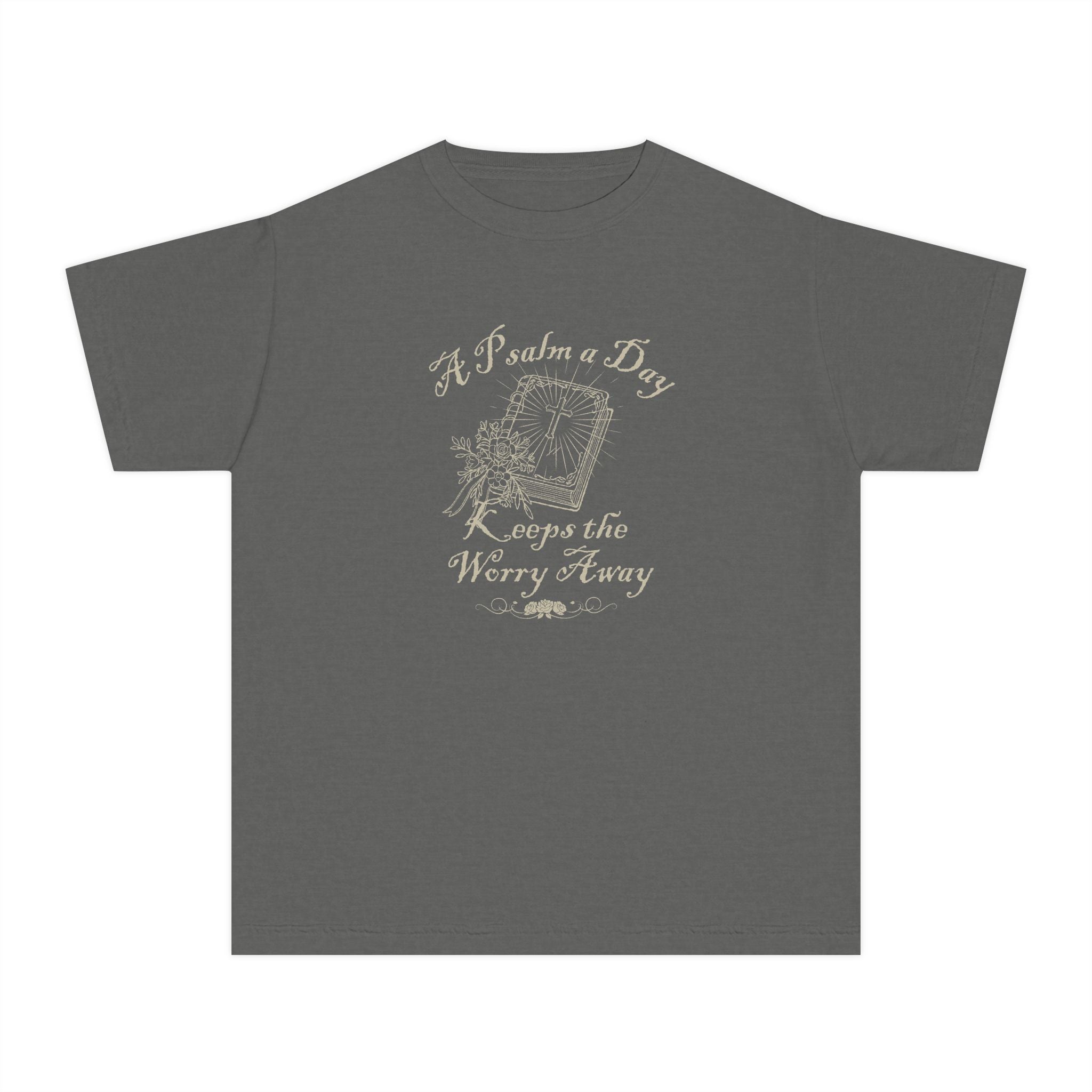Youth Tee — "A Psalm a Day Keeps the Worry Away" Graphic
