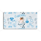 Soccer Birthday Photo Banner, Vinyl Banner | Custom Name, Blue Doodle Sports Theme