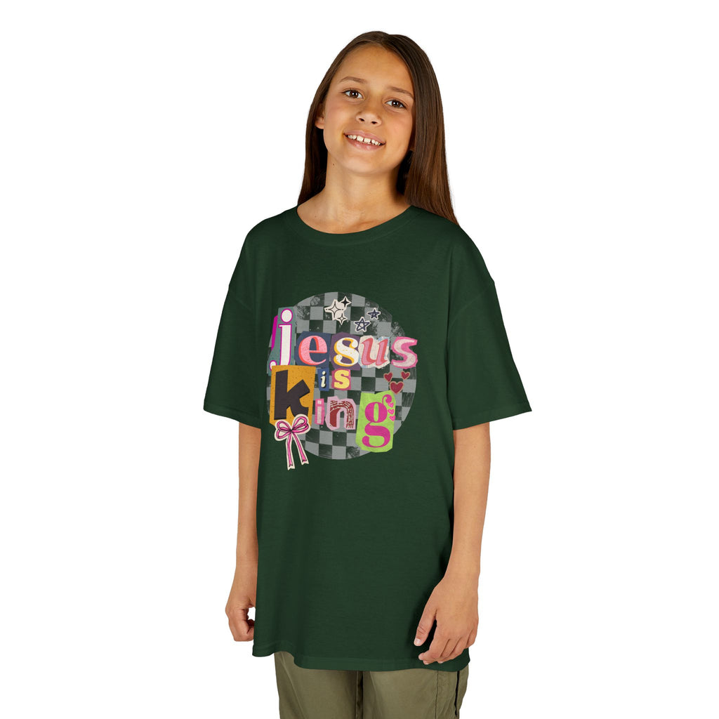 Kids Tee — "Jesus is King" Colorful ransom note Faith T-Shirt