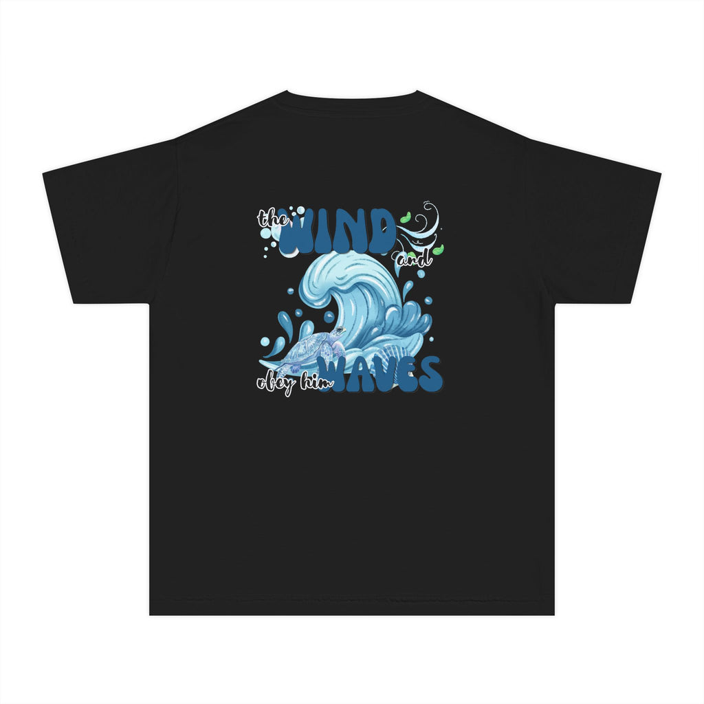 Youth Tee — "The Wind and Waves" Surf Wave Graphic Shirt (Kids Coastal Summer Tee)