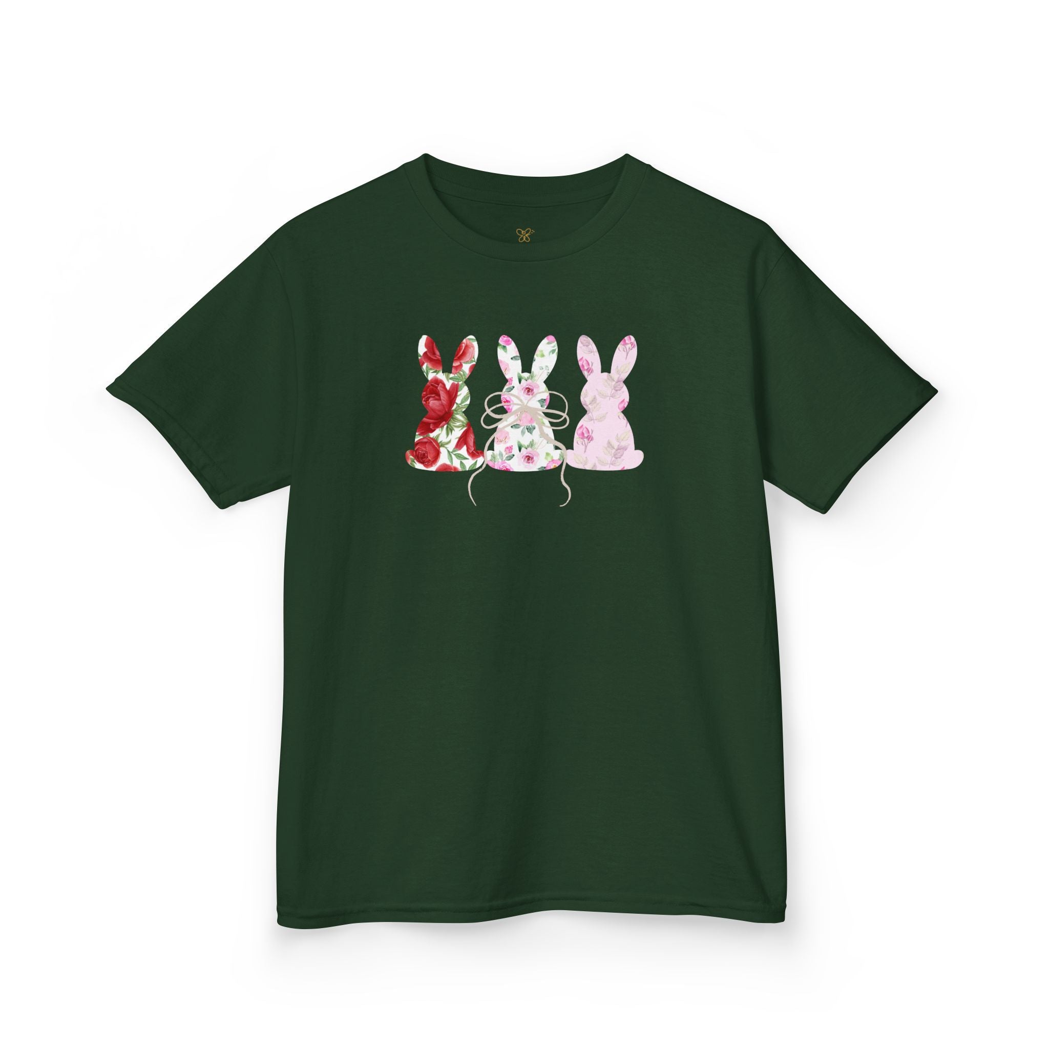 Kids Bunny Trio T‑Shirt — Floral & Pastel Easter Rabbit Tee