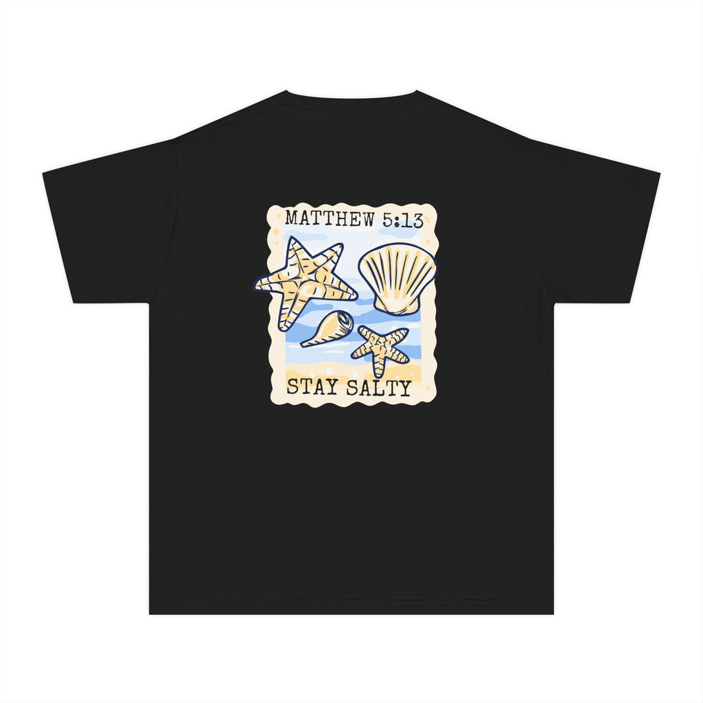 Youth Tee — "Stay Salty" Sea Shells Matthew 5:13 Christian Beach Shirt