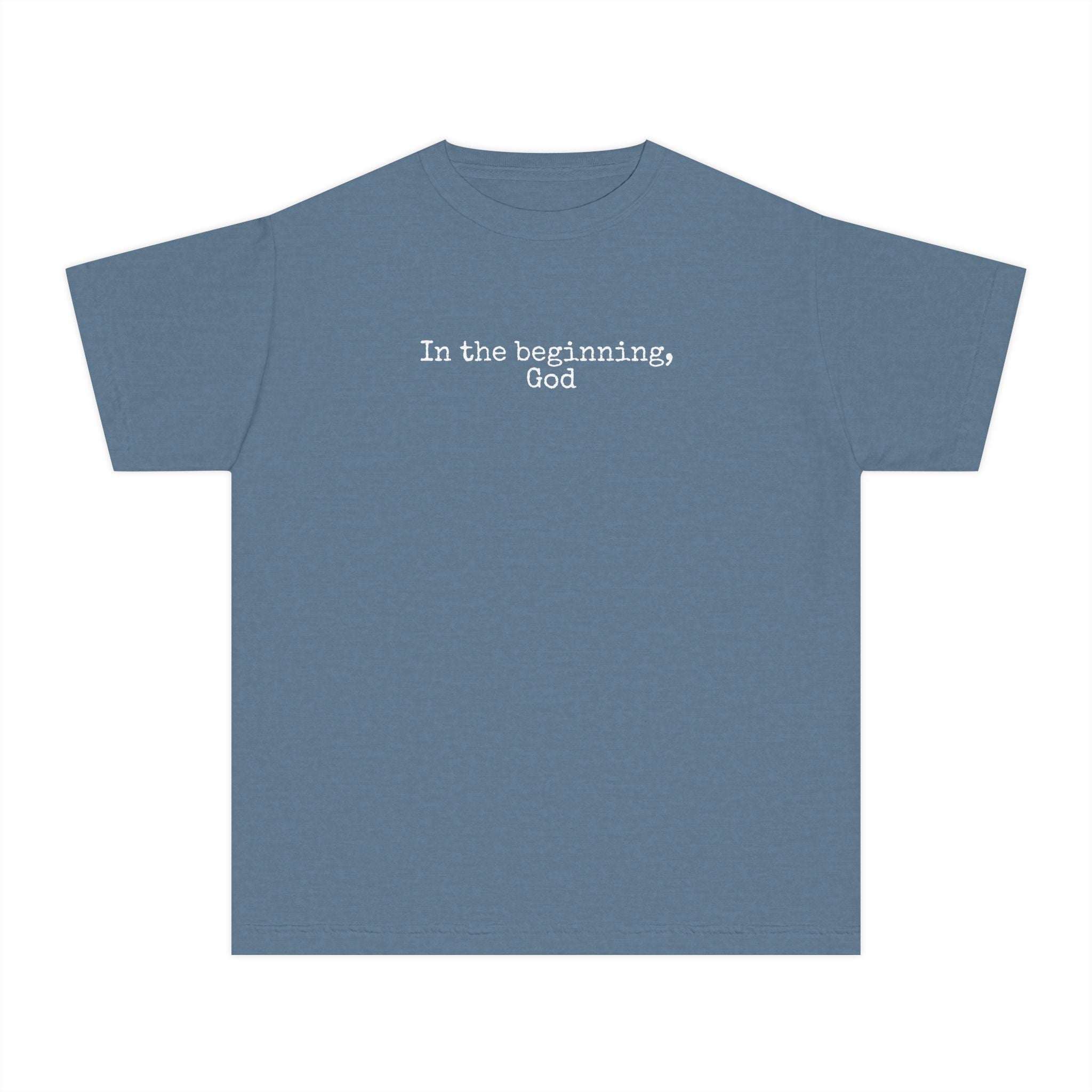 Youth Tee "In the beginning, God" — Christian Kids Scripture Shirt