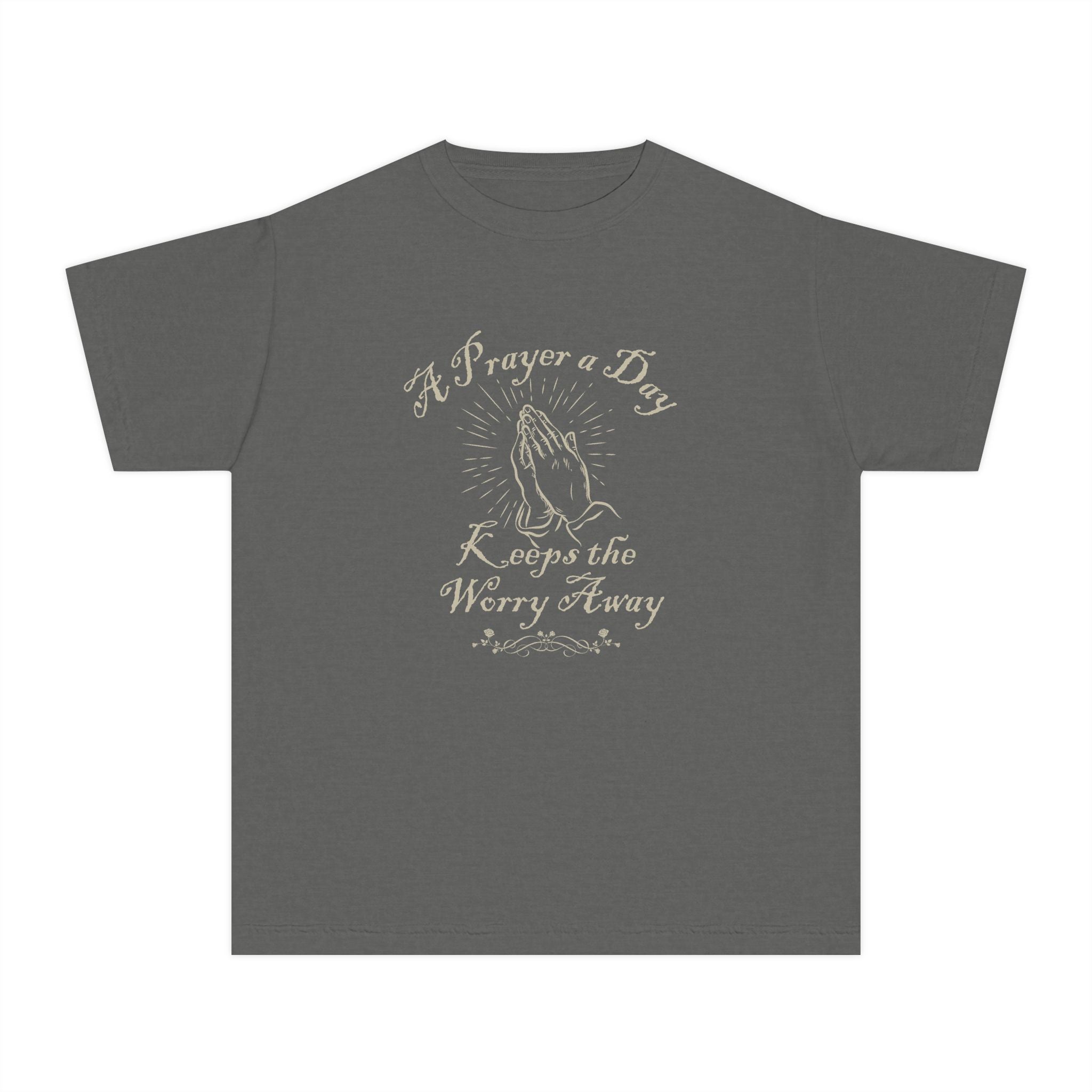 Youth Prayer Tee — “A Prayer a Day Keeps the Worry Away” Inspirational Kids T-Shirt