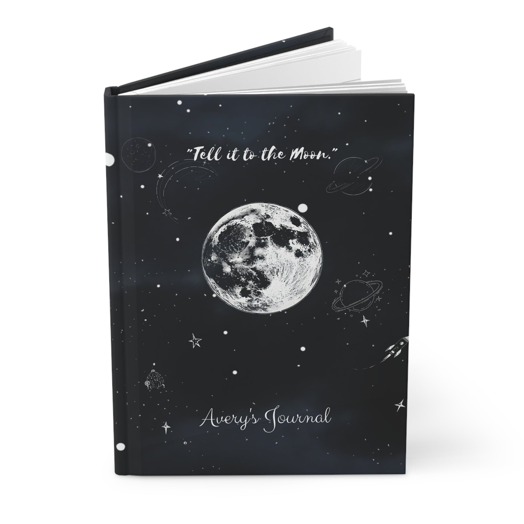 Moonlight Black Journal — "Tell it to the Moon" Hardcover Journal