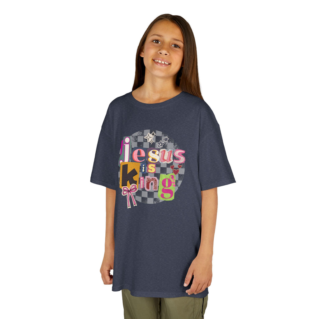 Kids Tee — "Jesus is King" Colorful ransom note Faith T-Shirt