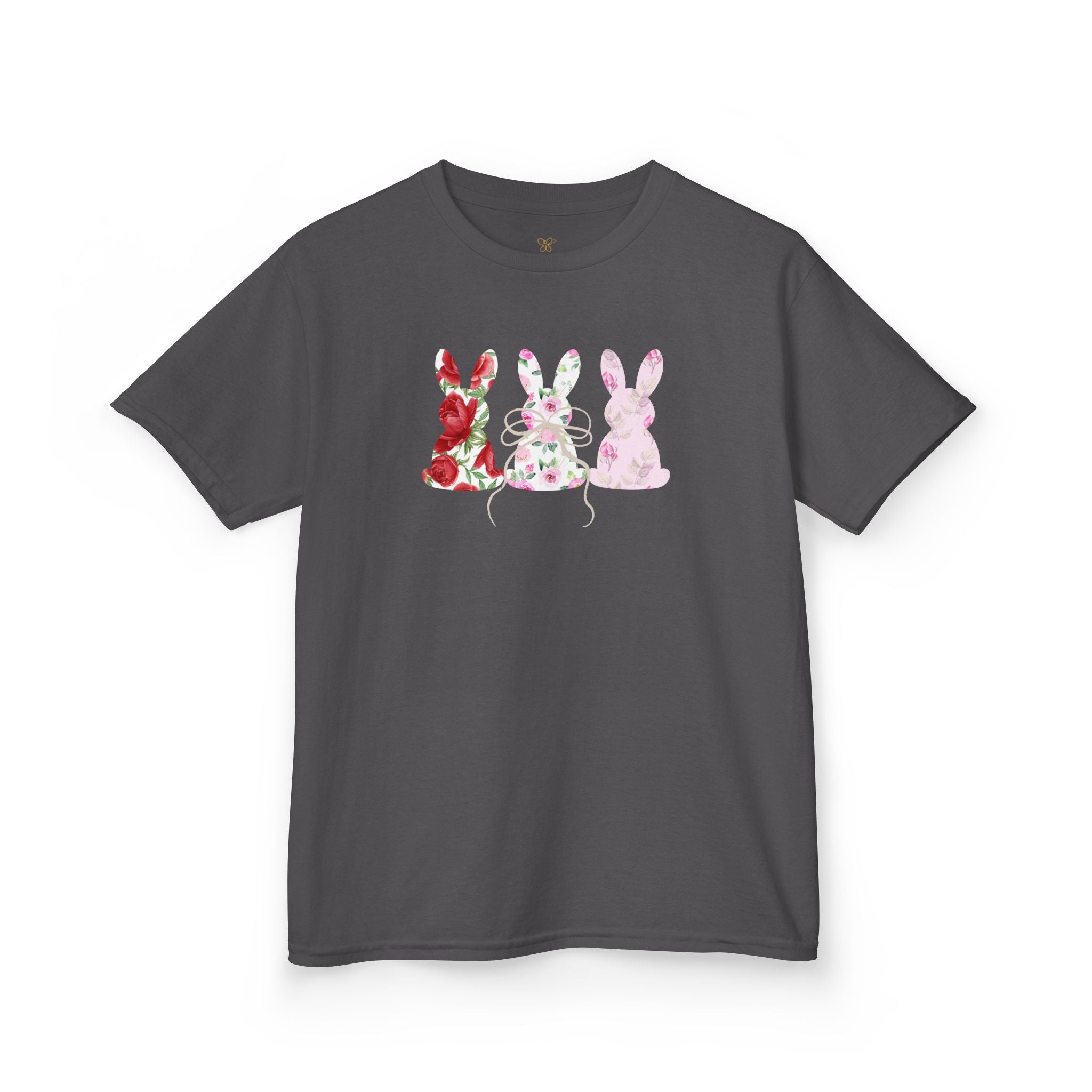 Kids Bunny Trio T‑Shirt — Floral & Pastel Easter Rabbit Tee