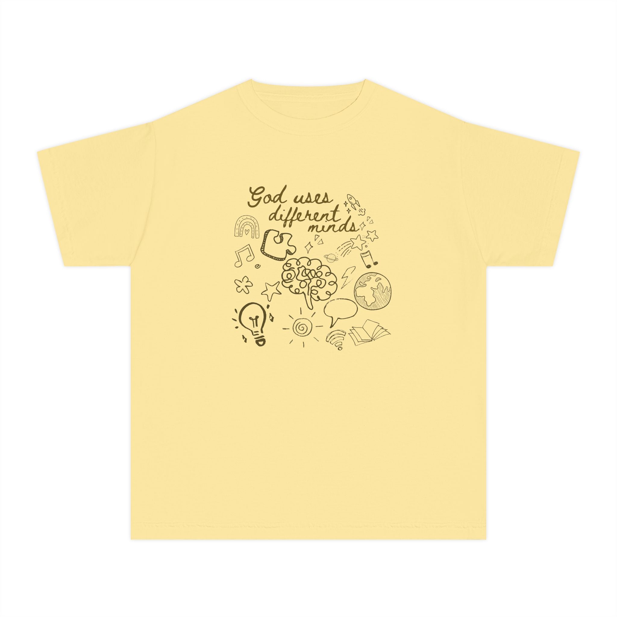 Youth Tee — "God Uses Different Minds" Inspirational Faith Kids T‑Shirt