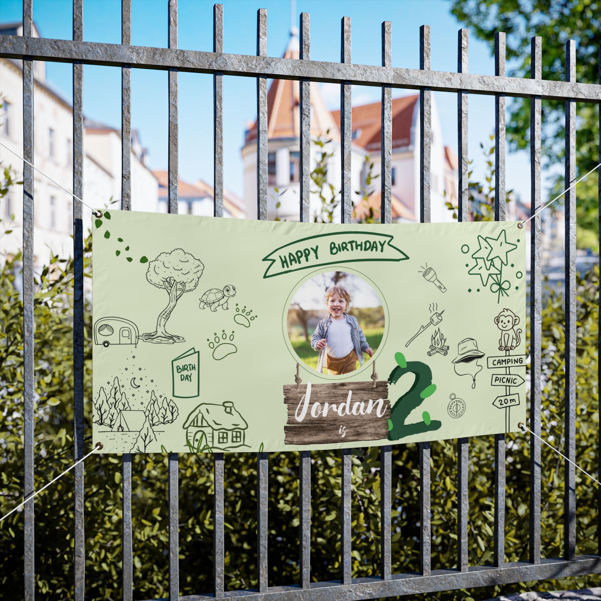 Custom Camping Party Banner | Custom Kids Outdoor Adventure