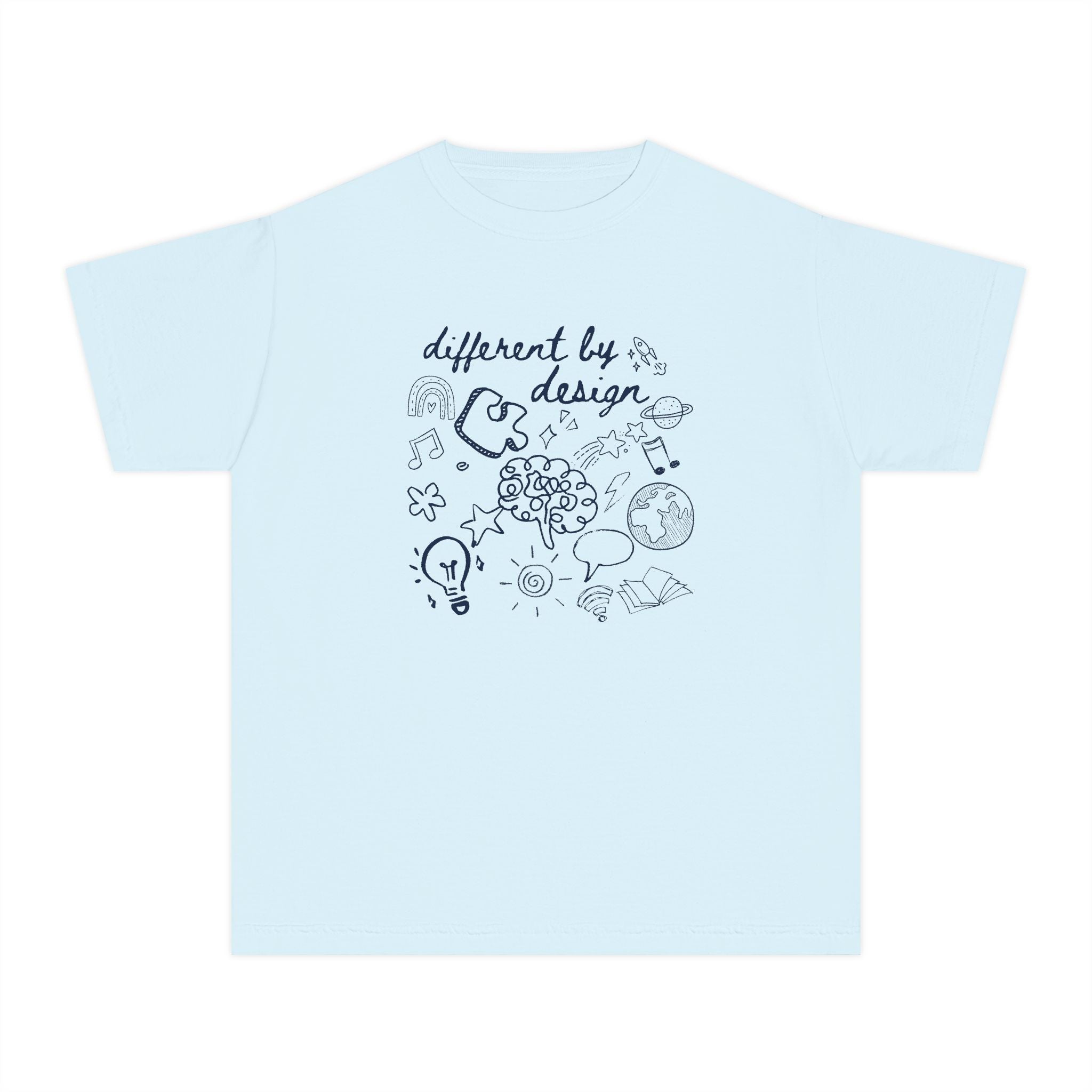Youth Tee — “Different By Design” Creativity & Neurodiversity Graphic
