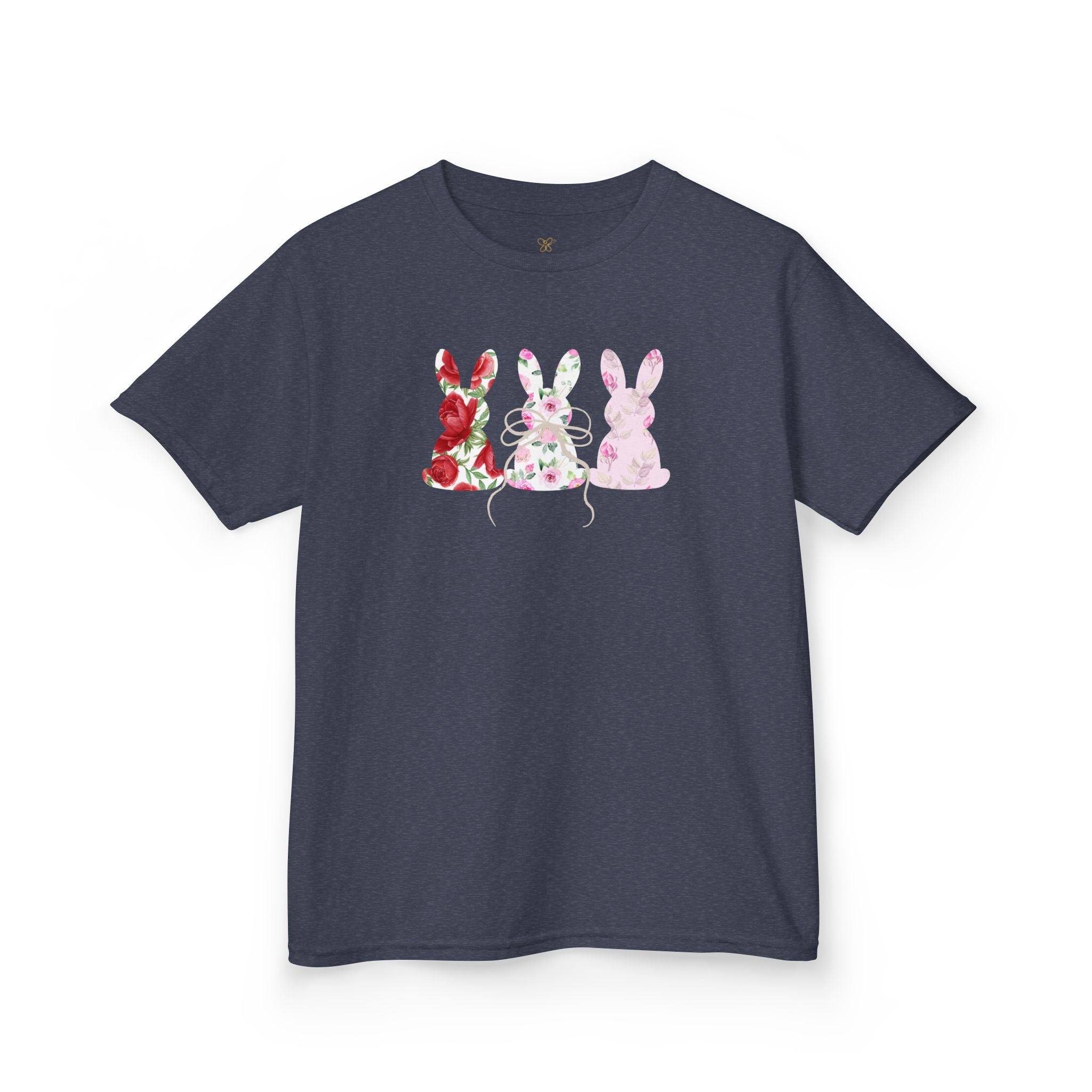 Kids Bunny Trio T‑Shirt — Floral & Pastel Easter Rabbit Tee