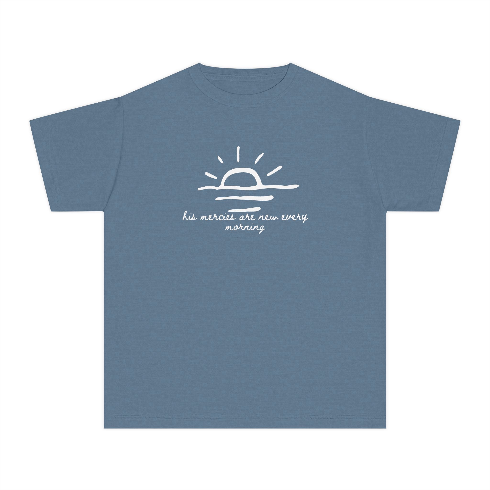 Youth Tee — "His Mercies Are New Every Morning" Sunrise Graphic Kids Shirt