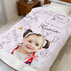 Personalized Photo Name Pink Toddler Personality Blanket