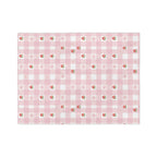 Pink Gingham Strawberry Throw Blanket — Cozy Velveteen Microfiber for Nursery, Picnic & Spring Décor