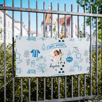 Soccer Birthday Photo Banner, Vinyl Banner | Custom Name, Blue Doodle Sports Theme