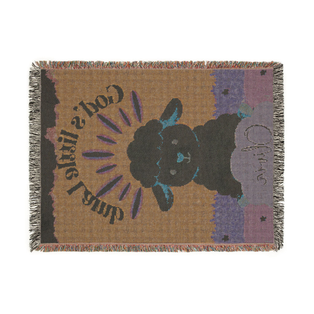 God's Little Lamb Woven Blanket | Lamb Nursery Throw, Personalized Name Option