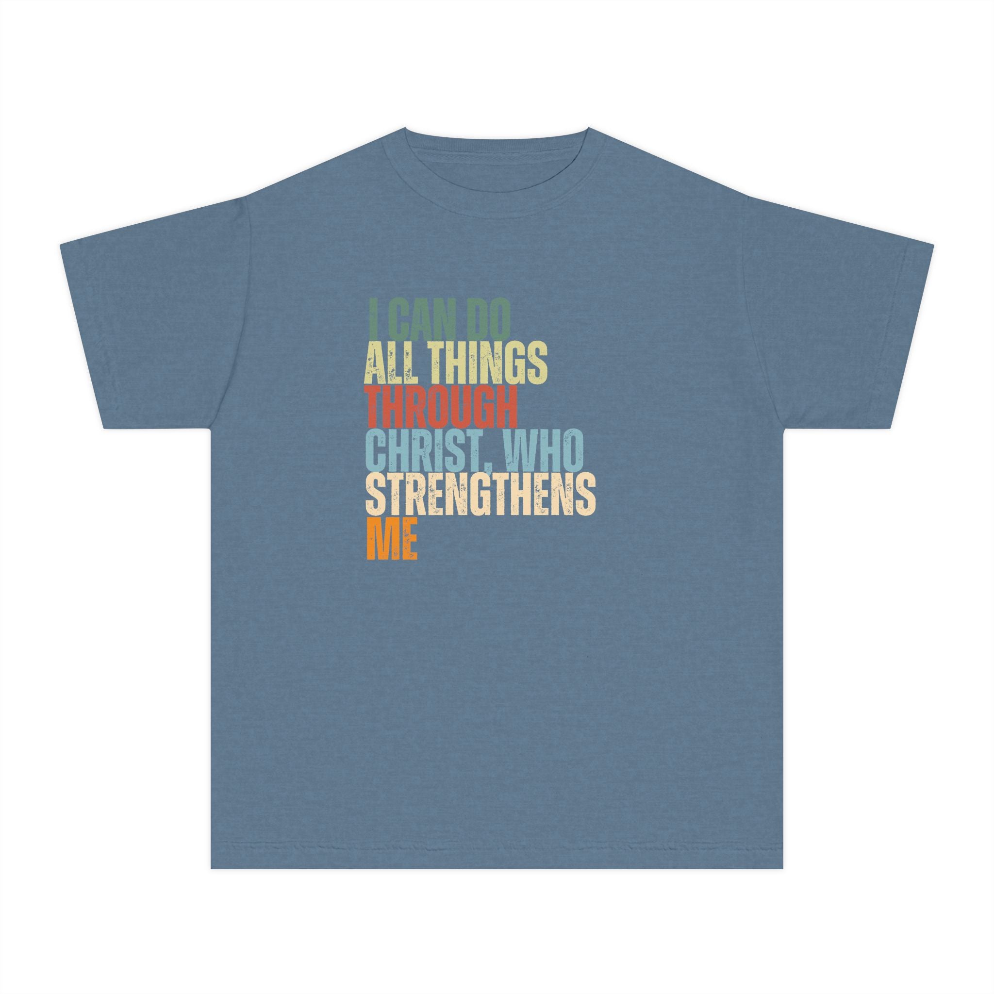Youth Tee — "I Can Do All Things Through Christ Who Strengthens Me" Inspirational Christian Shirt
