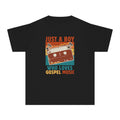 Youth Tee — "Just a Boy Who Loves Gospel Music" Retro Cassette Shirt