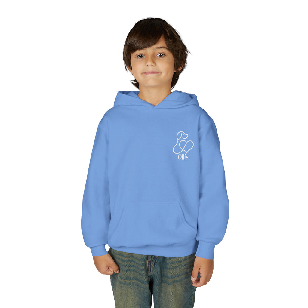 Personalized Kids Dog Name Hoodie — Custom Pet Embroidered Children’s Sweatshirt