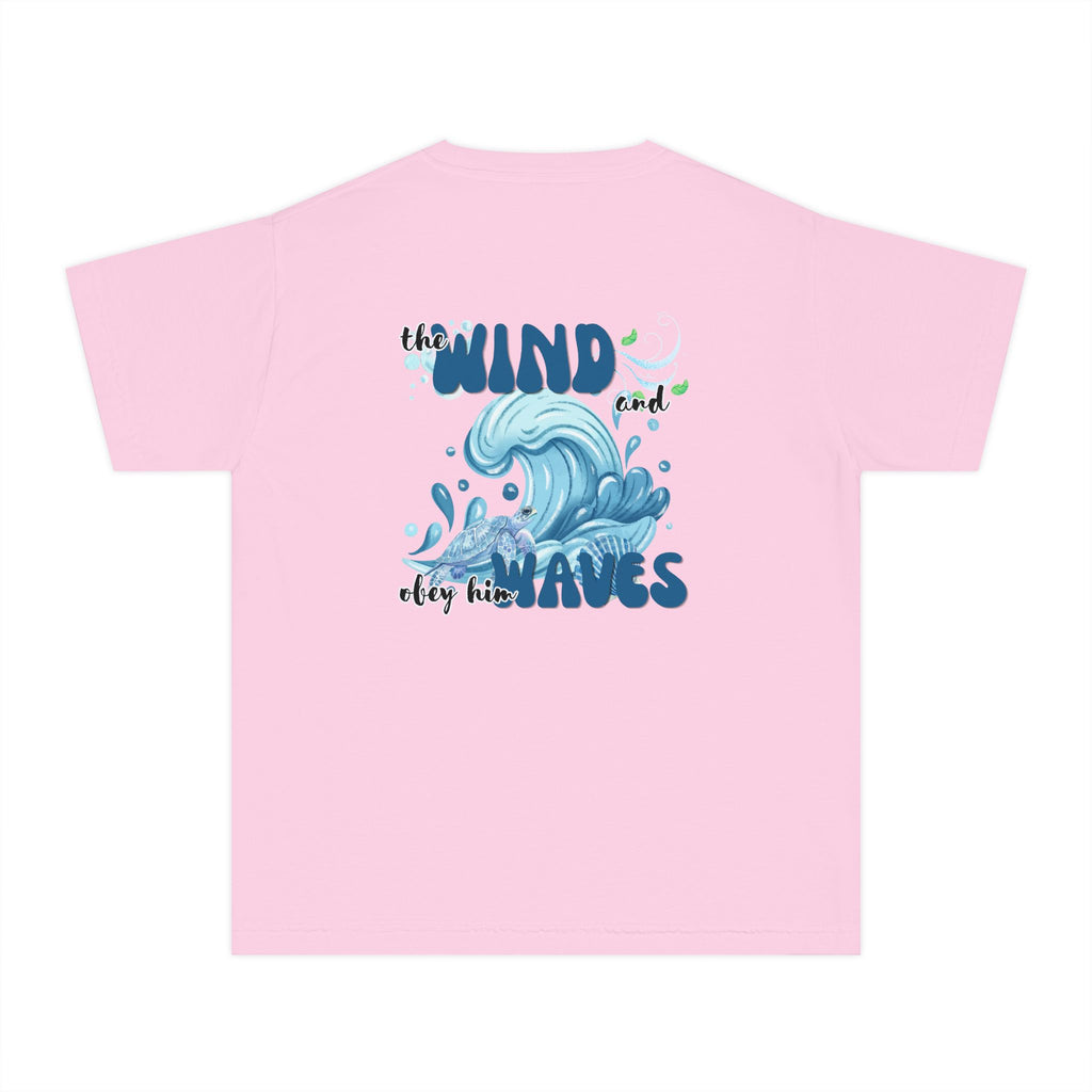 Youth Tee — "The Wind and Waves" Surf Wave Graphic Shirt (Kids Coastal Summer Tee)