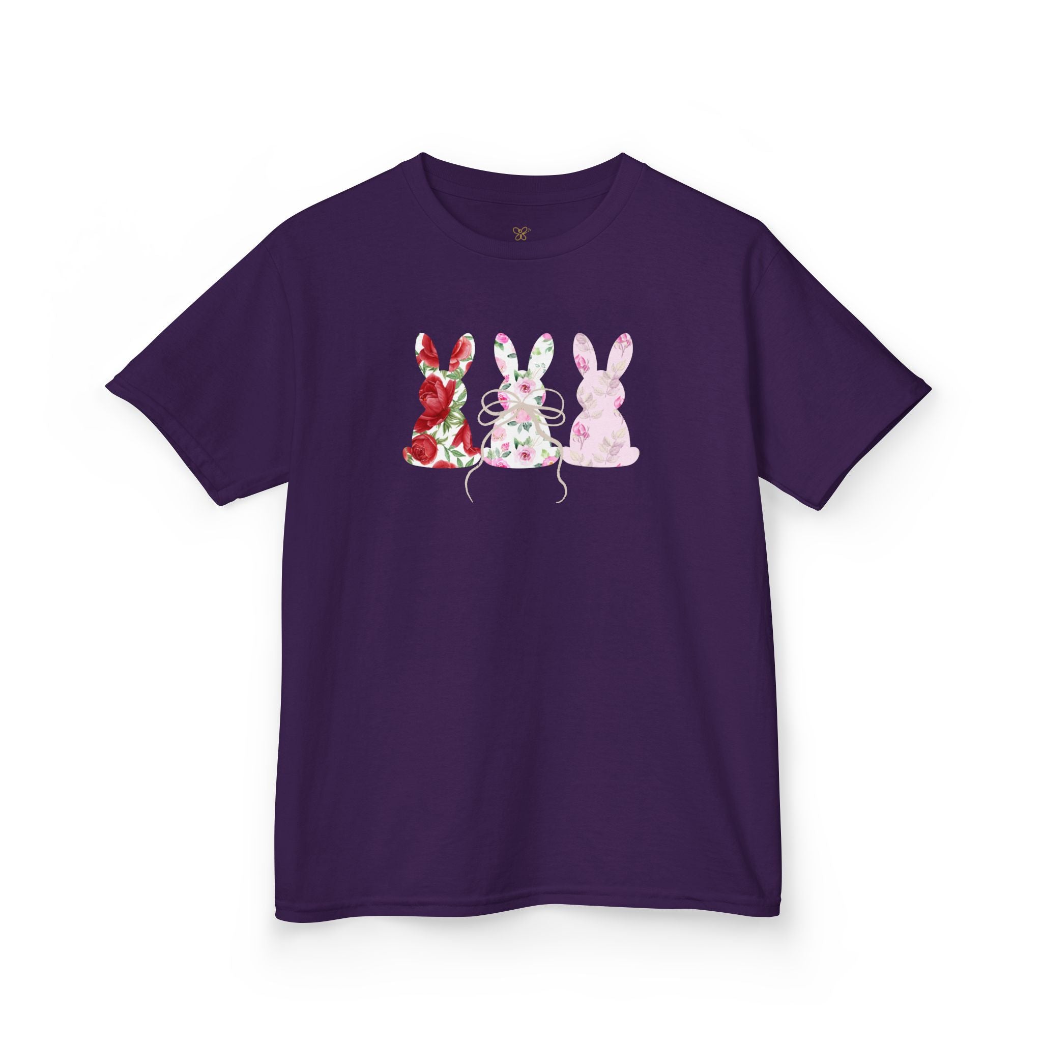 Kids Bunny Trio T‑Shirt — Floral & Pastel Easter Rabbit Tee