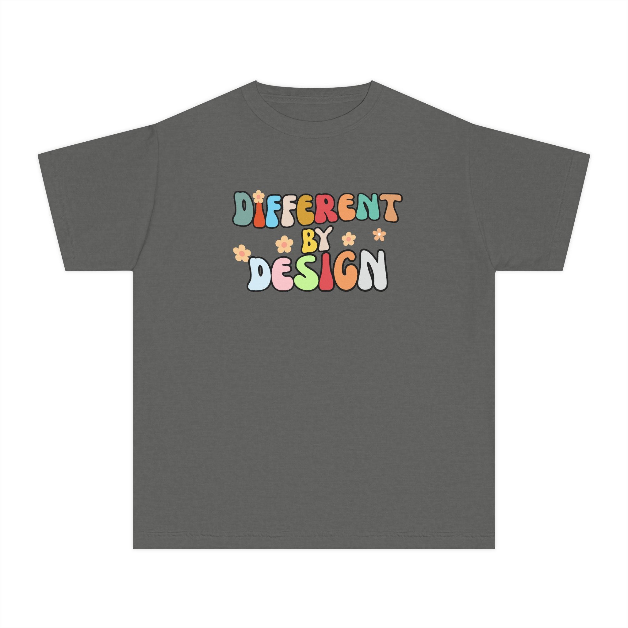 Youth T-Shirt — "Different by Design" Colorful Retro Kids Tee