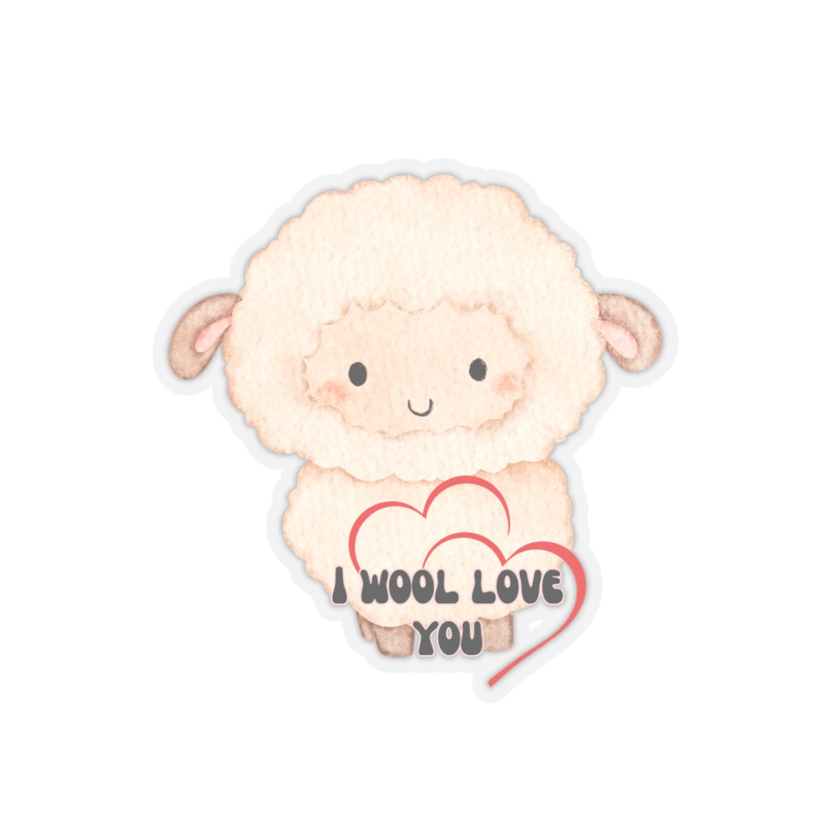 Sheep Love Kiss-Cut Sticker — "I Wool Love You" Cute Animal Laptop Decal