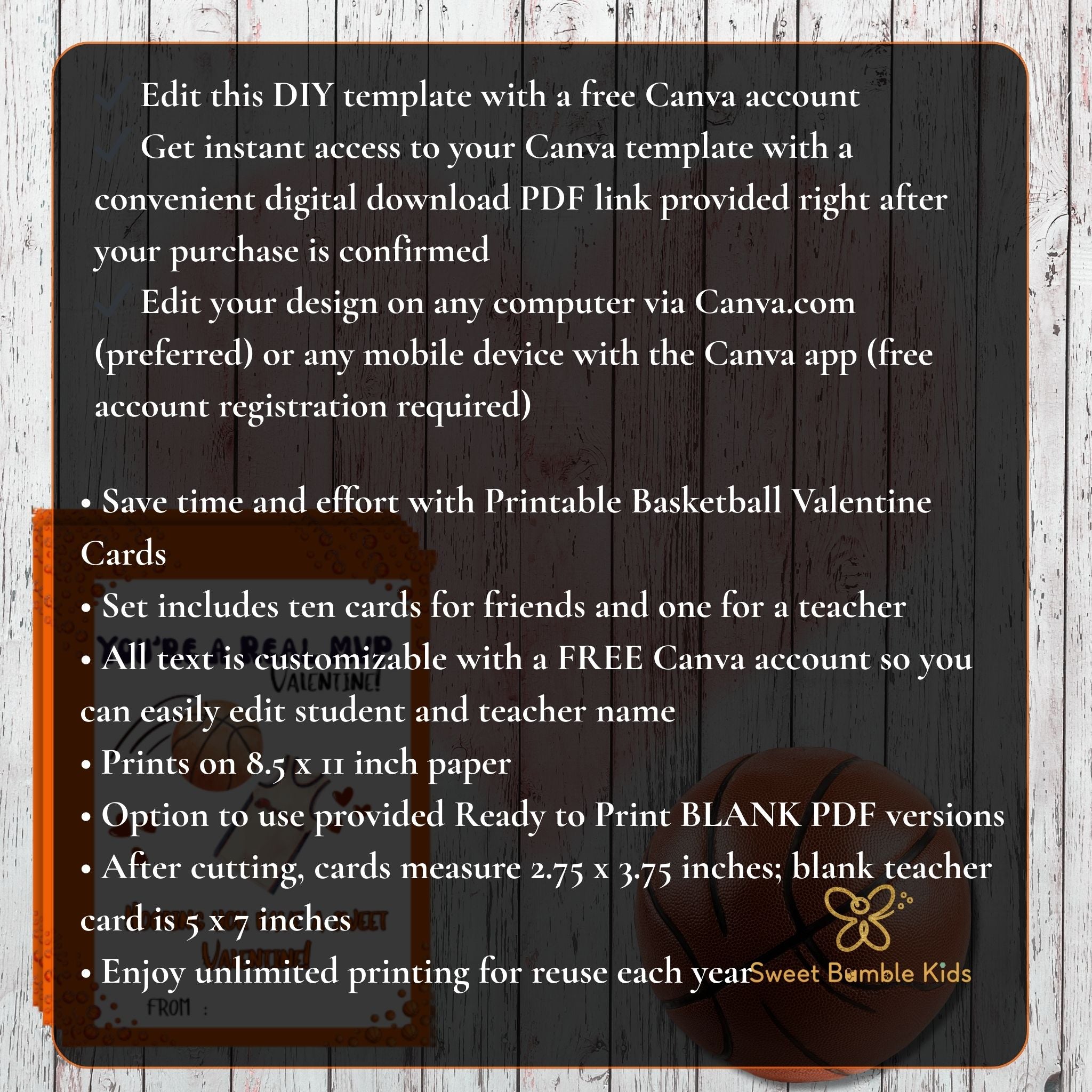 Printable Basketball Valentine Cards, Kids Classroom Valentines Day Card