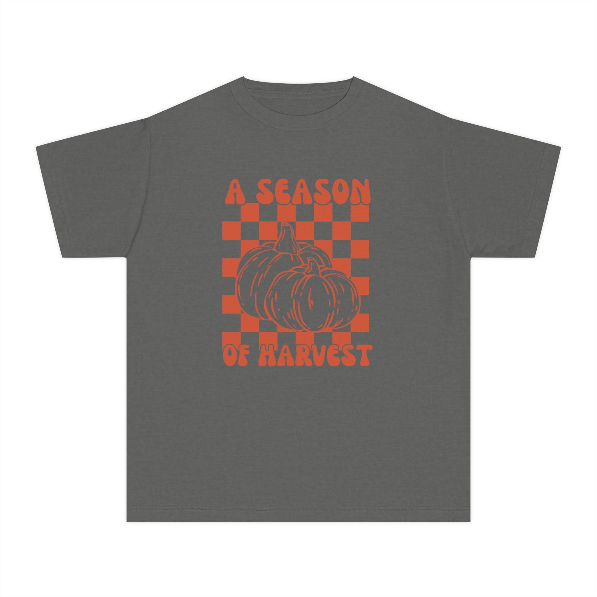 Youth Tee — "A Season of Harvest" Pumpkin Fall Graphic Shirt