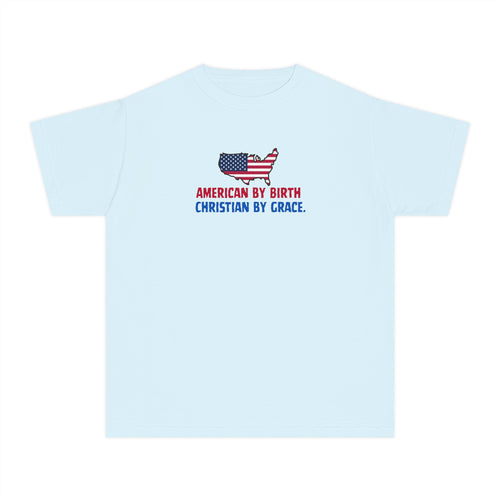 Youth Tee — "American by Birth, Christian by Grace" Flag Design