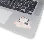 Kawaii Cat Bubble Tea Sticker — Pastel Cloud Kiss-Cut Vinyl