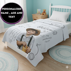 Personalized Toddler Name Blanket Velveteen Plush Blanket | Custom Baby Boy Toddler
