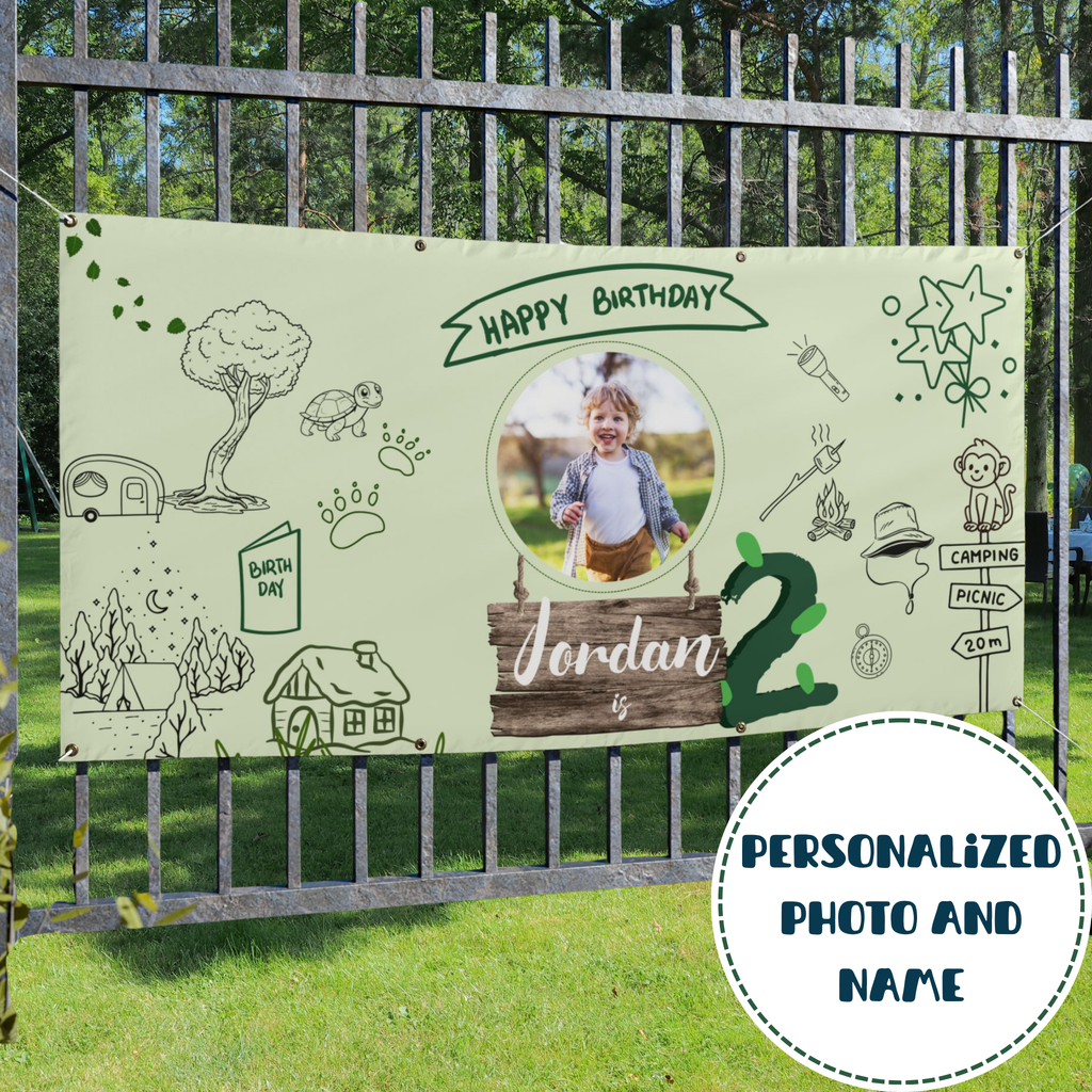 Custom Camping Party Banner | Custom Kids Outdoor Adventure
