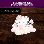 Kawaii Cat Bubble Tea Sticker — Pastel Cloud Kiss-Cut Vinyl