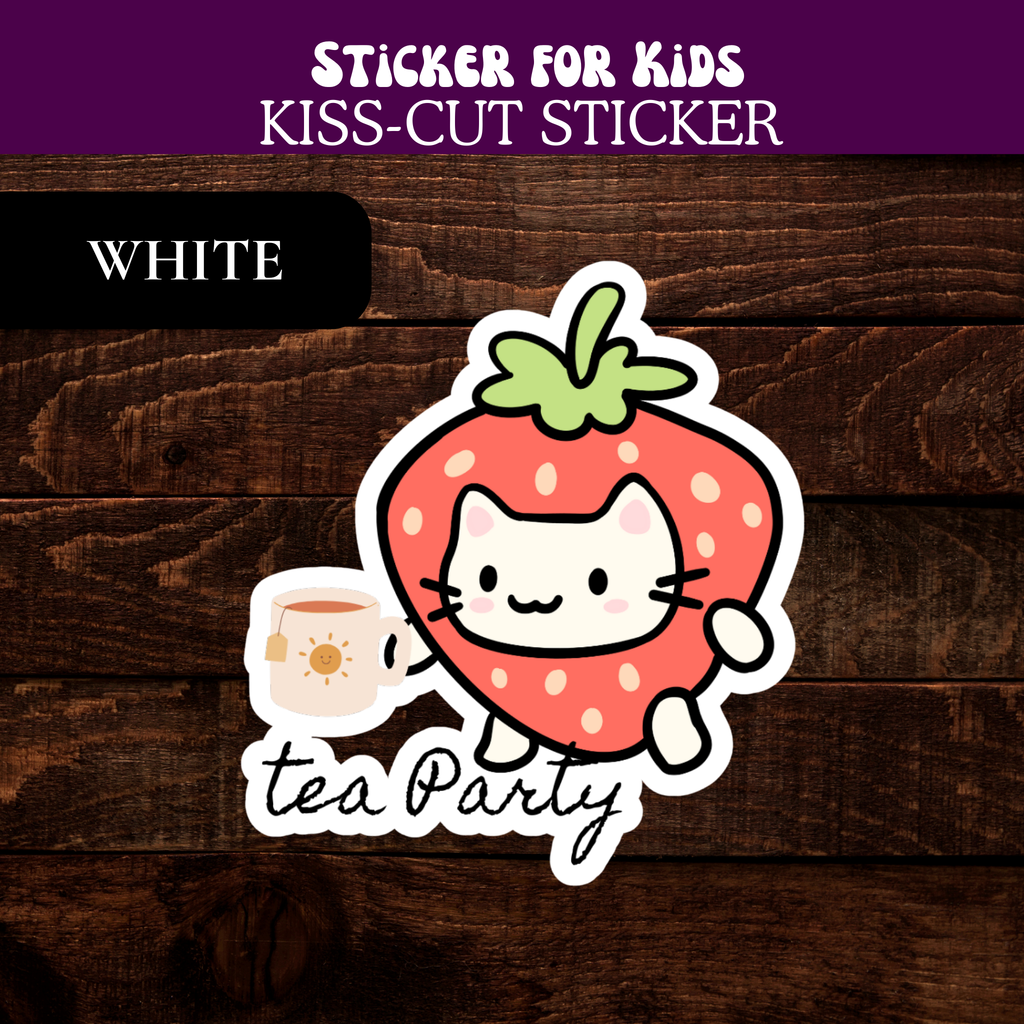Strawberry Cat Teaparty Kiss-Cut Stickers