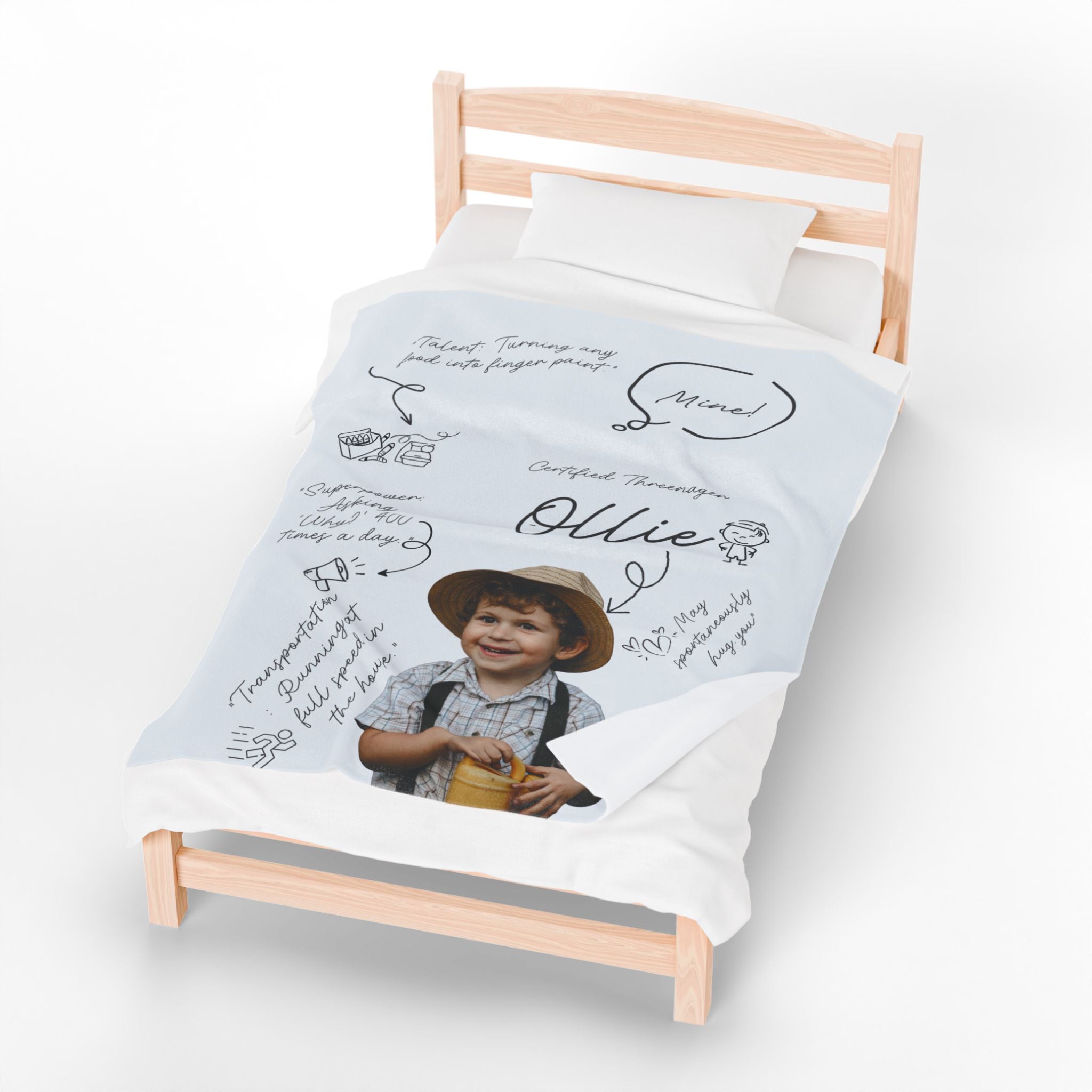 Personalized Toddler Name Blanket Velveteen Plush Blanket | Custom Baby Boy Toddler